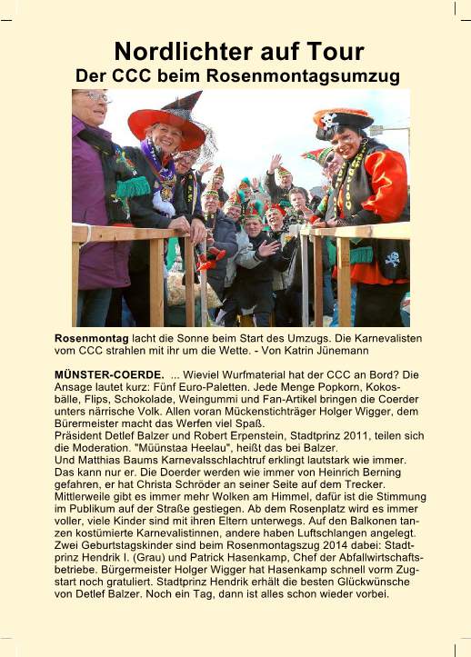 Seite 095 Nordlichter auf Tour - Der CCC beim Rosenmontagszug - Artikel mit Foto-p1