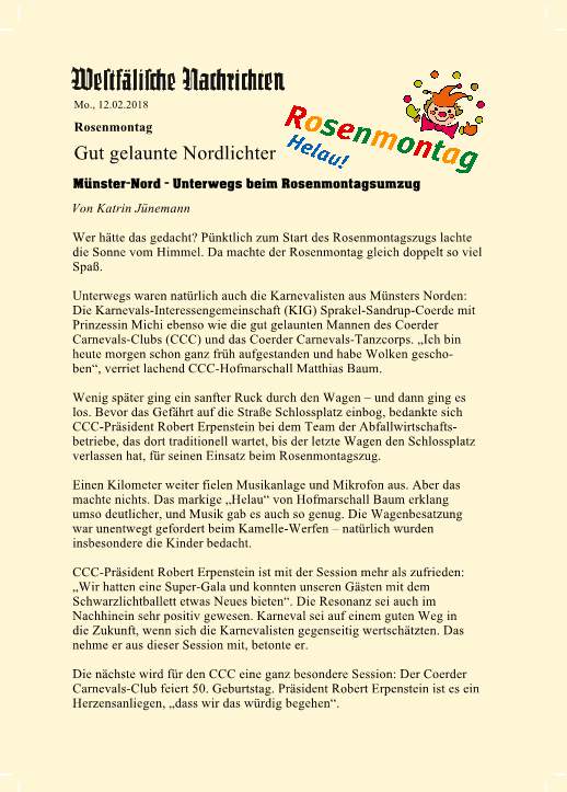 Seite 109 Presse - Gut gelaunte Nordlichter beim Rosenmontagszug - Artikel - fertig-p1